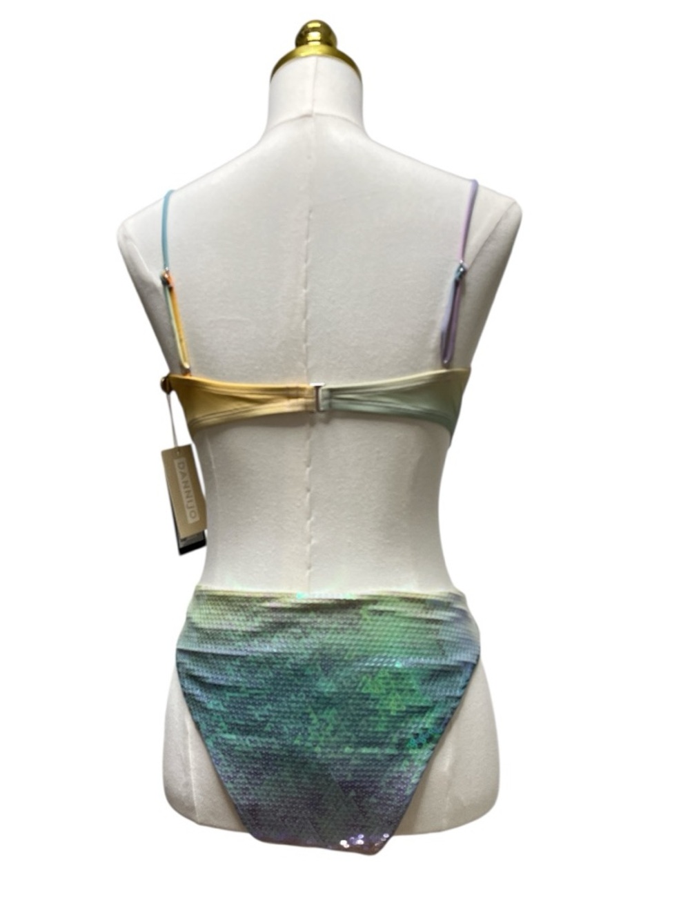 Gianni Bini & Dannijo Sequins Multicolor Bikini Top and High-Waist Bottom Sz L - Picture 2 of 8